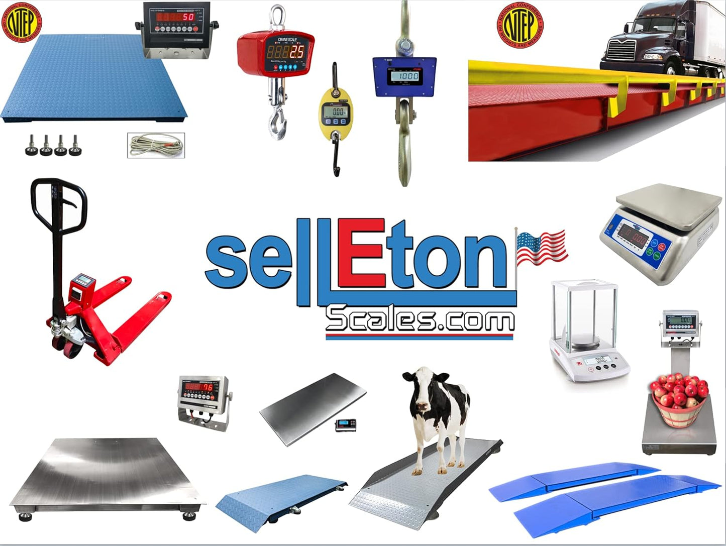 SellEton Non-NTEP Floor Scales, Accurate Pallet Scales with Indicator for Warehouse Shipping and Heavy Duty Industrial Weighing (84"x120", 5000 lb x 1 lb)