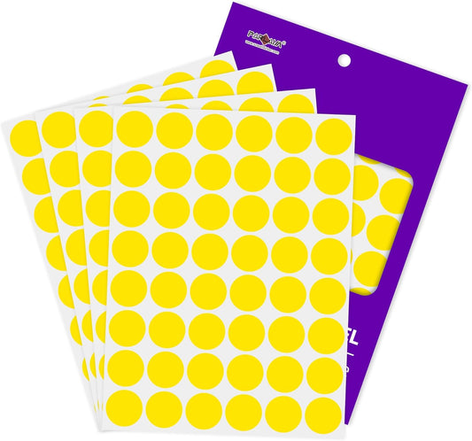 PARLAIM 1 inch Round Yellow Dot Sticker,720PCS Permanent Adhesive Color Code Circle Sticker Labels for Office Classroom Garage Sale