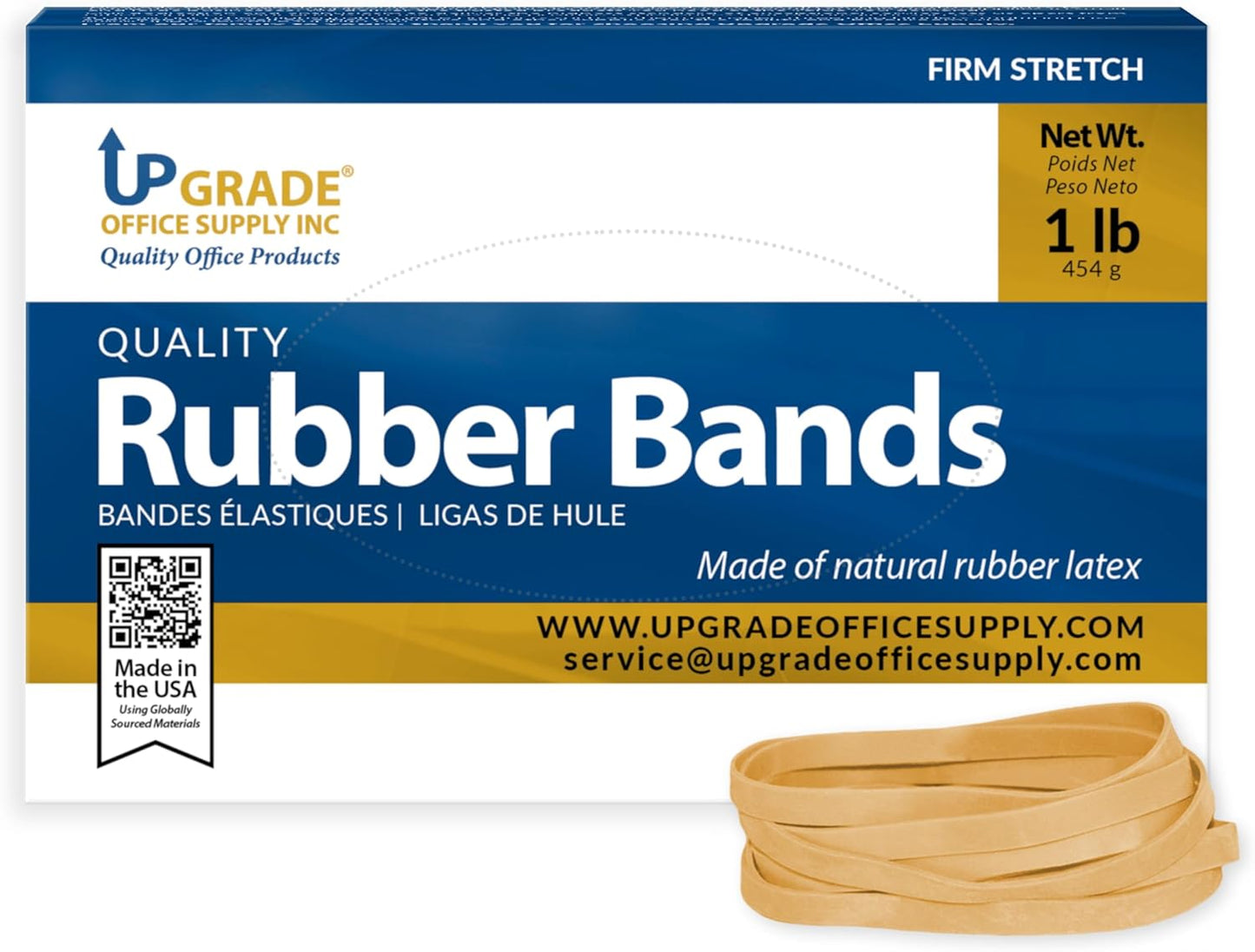 Upgrade Office Supply UPG22564 Rubber Bands, Size 64 (3-1/2 x 1/4), 320 Bands, 1 lb Box, USA
