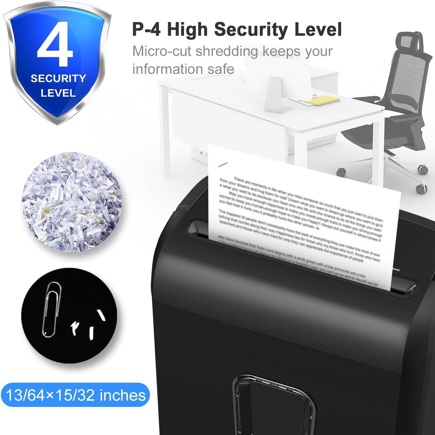 Bonsaii 6-Sheet Micro-Cut Paper Shredder, P-4 High-Security for Home & Small Office Use, Shreds Credit Cards/Staples/Clips, 3.4 Gallons Transparent Window Wastebasket, Black (C234-A)
