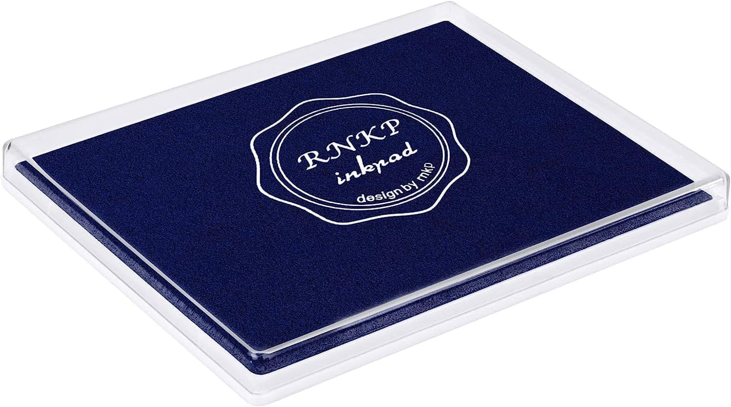 MOYBMG Large Blue Permanent Ink Pad for Rubber Stamps, 5x4 Inch, Kids Non-Toxic Safe Ink Pad, Paper Wood Fabric