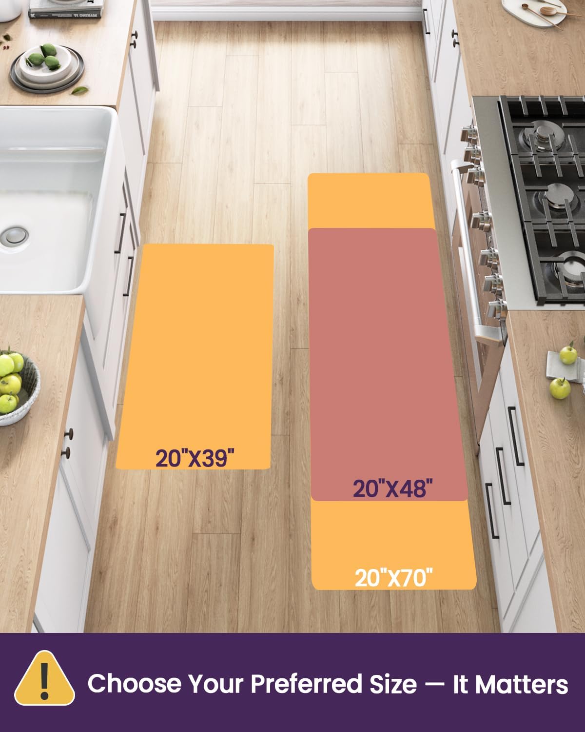 DEXI Kitchen Mat Cushioned Anti Fatigue, Non Slip Waterproof Comfort Standing Floor Rug for Kitchen, Office, Sink, Laundry, 48x20, Grey