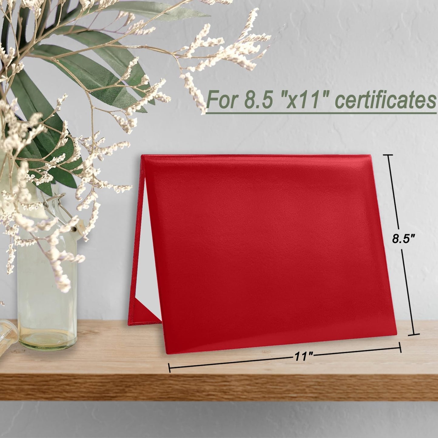 Diploma Cover 8.5x11 Inch, Graduation Certificate Holder - Elegant Faux Leather Folder for Graduation, Wedding Officiant,Red-1 Pack