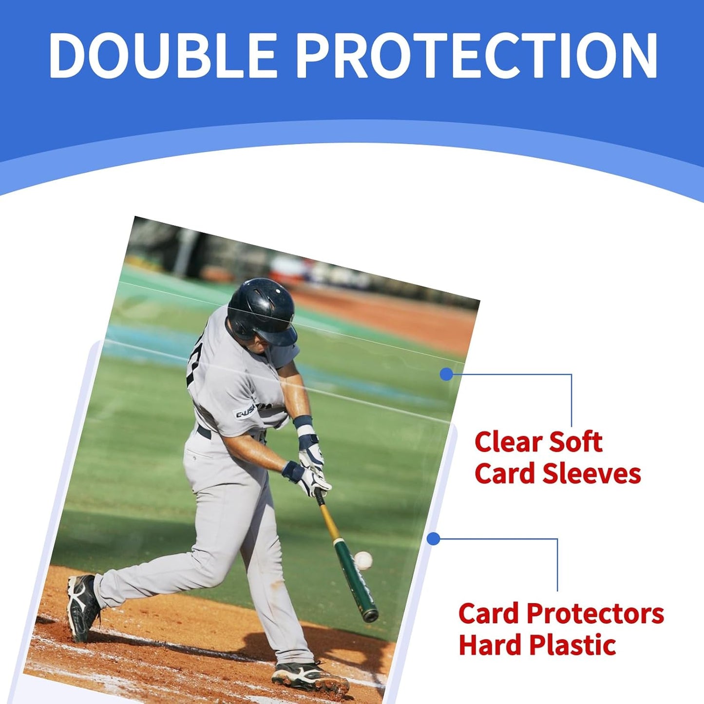 1000Pcs Clear Top Loaders for Cards (500Pcs Hard Plastic Card Holders & 500Pcs Card Sleeves) 3" x 4" Toploaders, Card Protector Sleeves for Baseball Cards, Standard Trading Cards