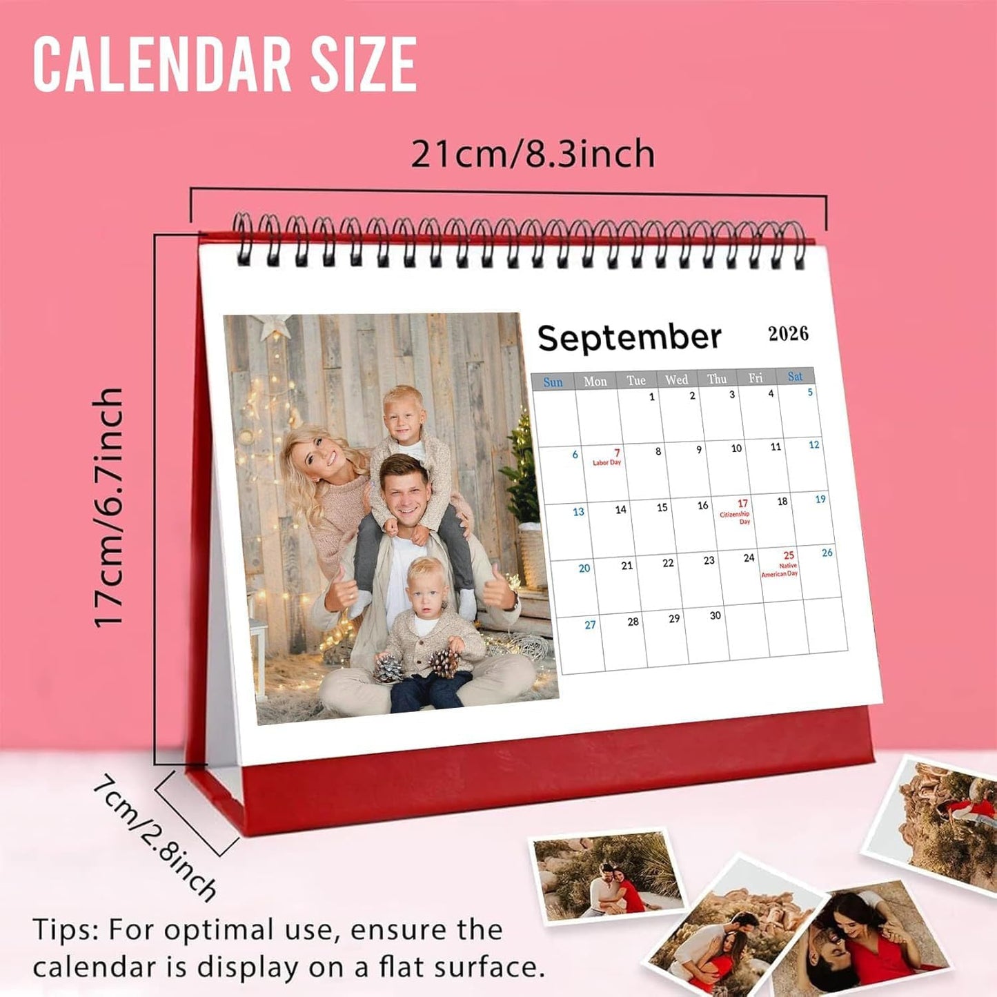 Custom Calendar 2026 for Home & Office - Print Your 13 Memories,Make Your Own Personalized Calendar Customized Christmas Gift &use your photo (Desk Calendar, 5 Packs)
