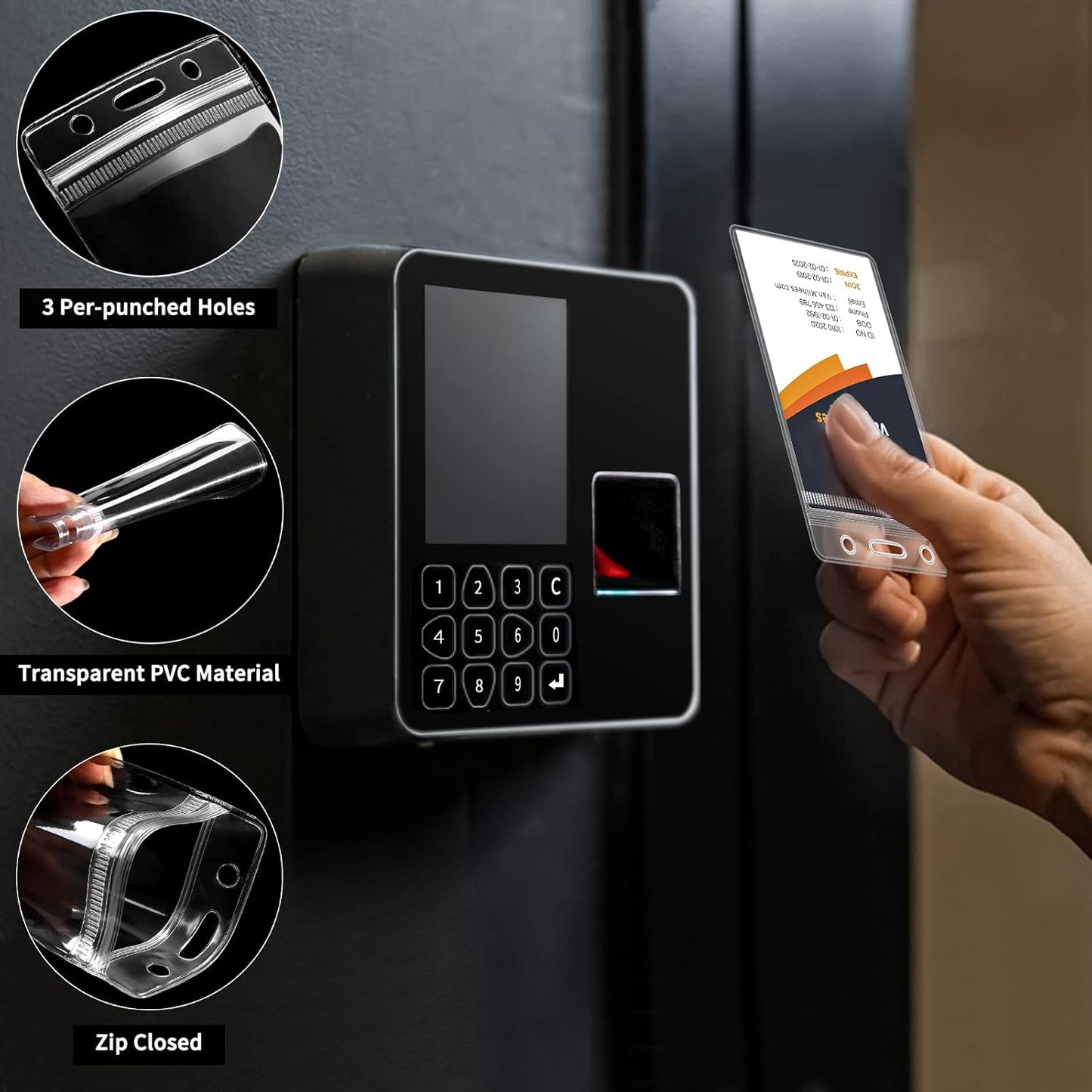60 Pack Badge Holder, Plastic ID Badge Holder, Clear Waterproof ID Card Holder with Resealable Zip, 2.5" x 3.8" Vertical Name Tag Holder for Nurses and Office, Fits ID Card/Credit Card/Student Card
