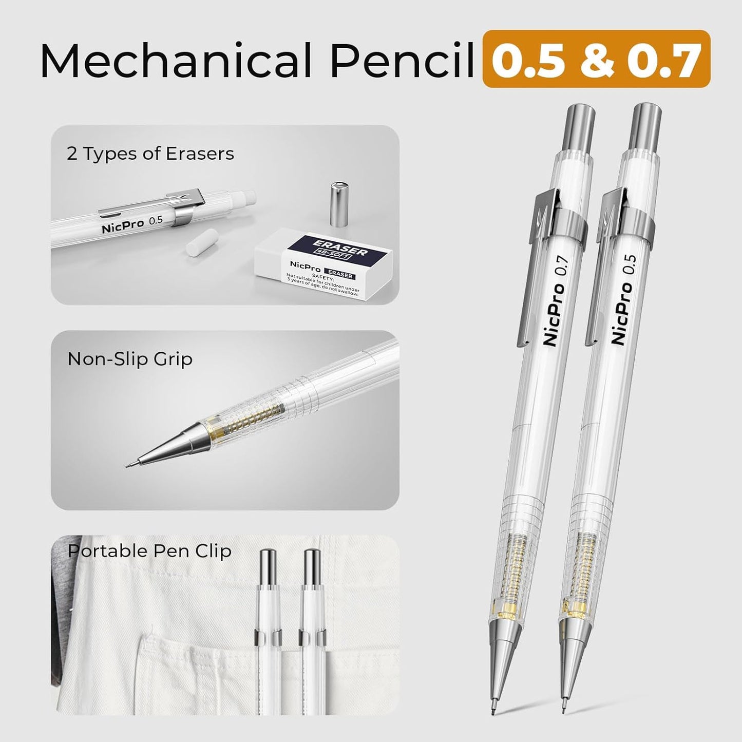 Nicpro 22 PCS Compass Geometry Tools with Case, Drafting Tools Geometry Set with Swing Arm Protractor, Rulers, Metal Compass, Divider, Square Set, Pencil, Back to School Supplies for Students Kids