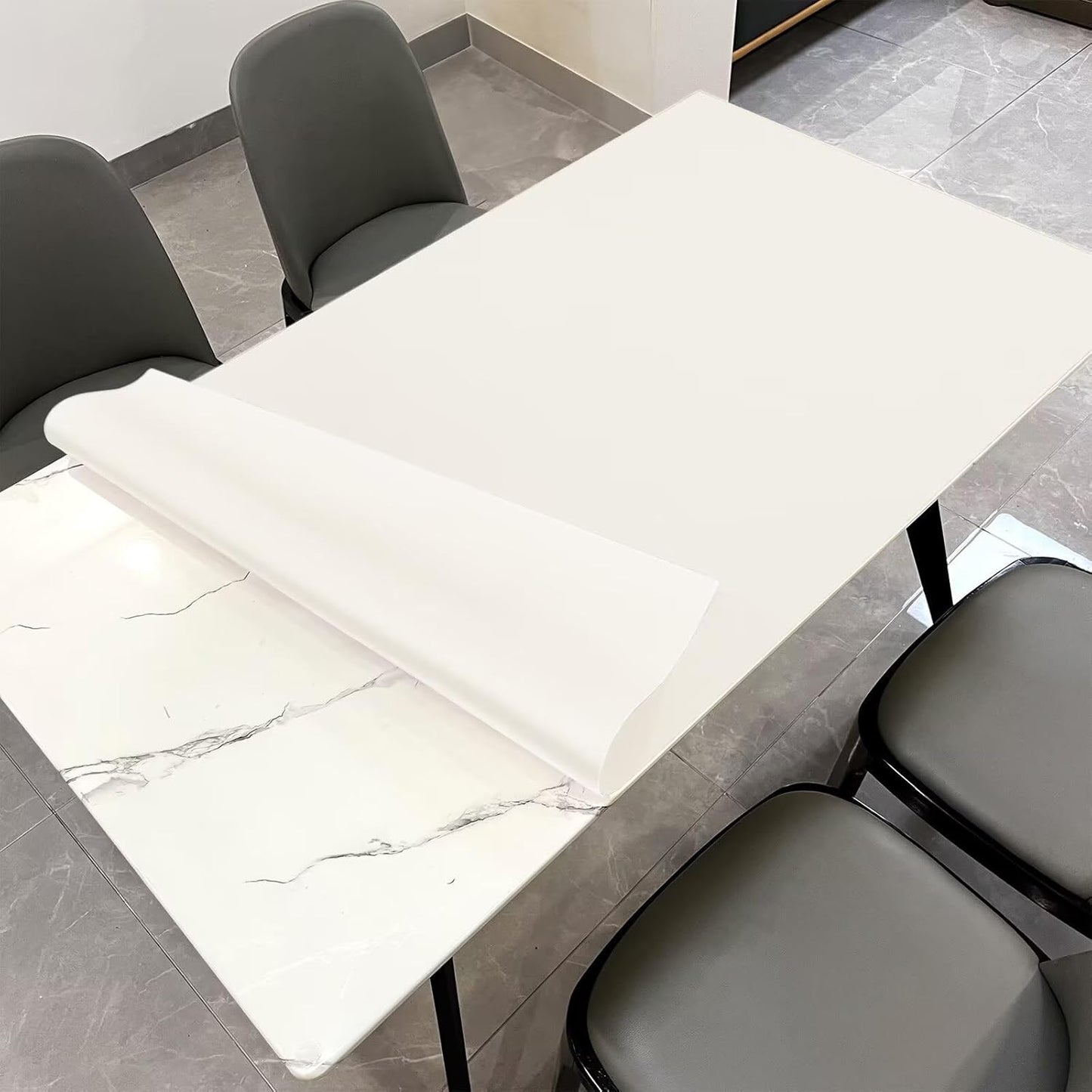 Leather Table Pad,1.8mm Thick,40x90 Inch,Dining Table Pad,Table Pads for Dining Room Table Rectangular,Table Protector for Dining Room Table,Table Protector Pad(White+White,40x90)