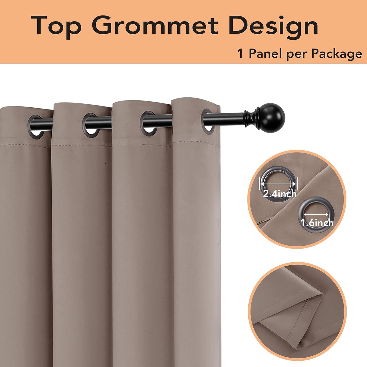 BONZER Room Divider Curtain Total Privacy Wall Noise Reducing Wide Blackout Curtains for Patio Sliding Glass Door, 84L x 70W Inch (7L x 5.8W ft), 1 Panel, Khaki