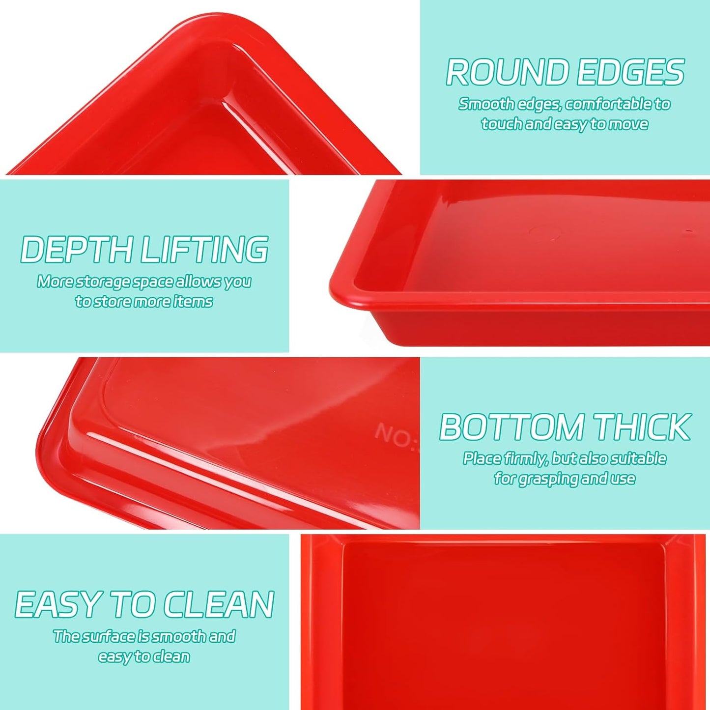 5 Pack Multicolor Plastic Art Trays - Activity Tray Crafts Organizer Tray Serving Tray for School Home Art and Crafts, DIY Projects, Painting, Beads, Organizing Supply
