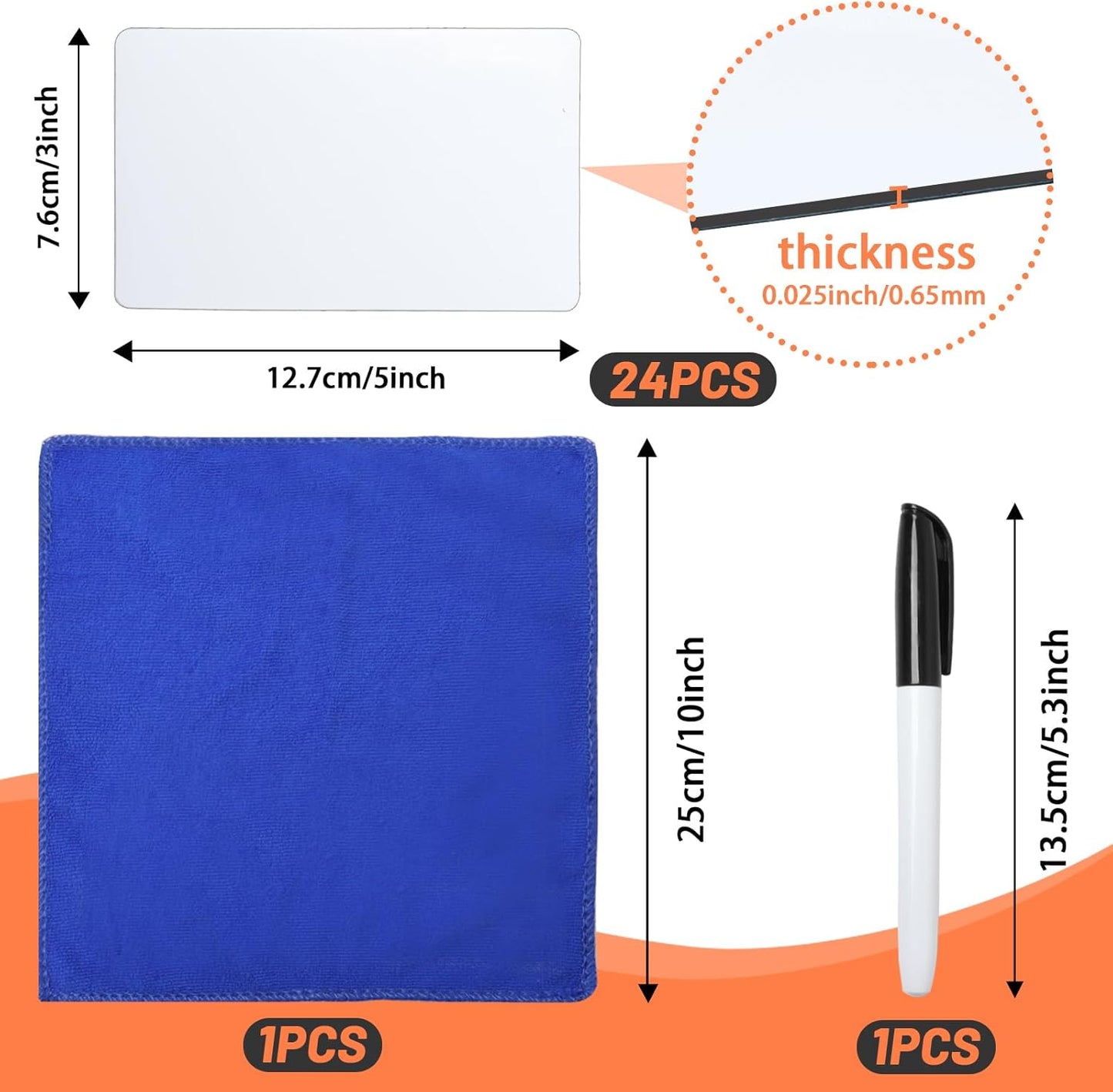 Dry Erase Labels Stickers 24 Pack 3x5 inch Reusable Dry Erase Sticky Notes Mini Whiteboard Label Stickers Removable Reusable Sticky Labels Dry Erase Post It Notes with Wipe Cloth