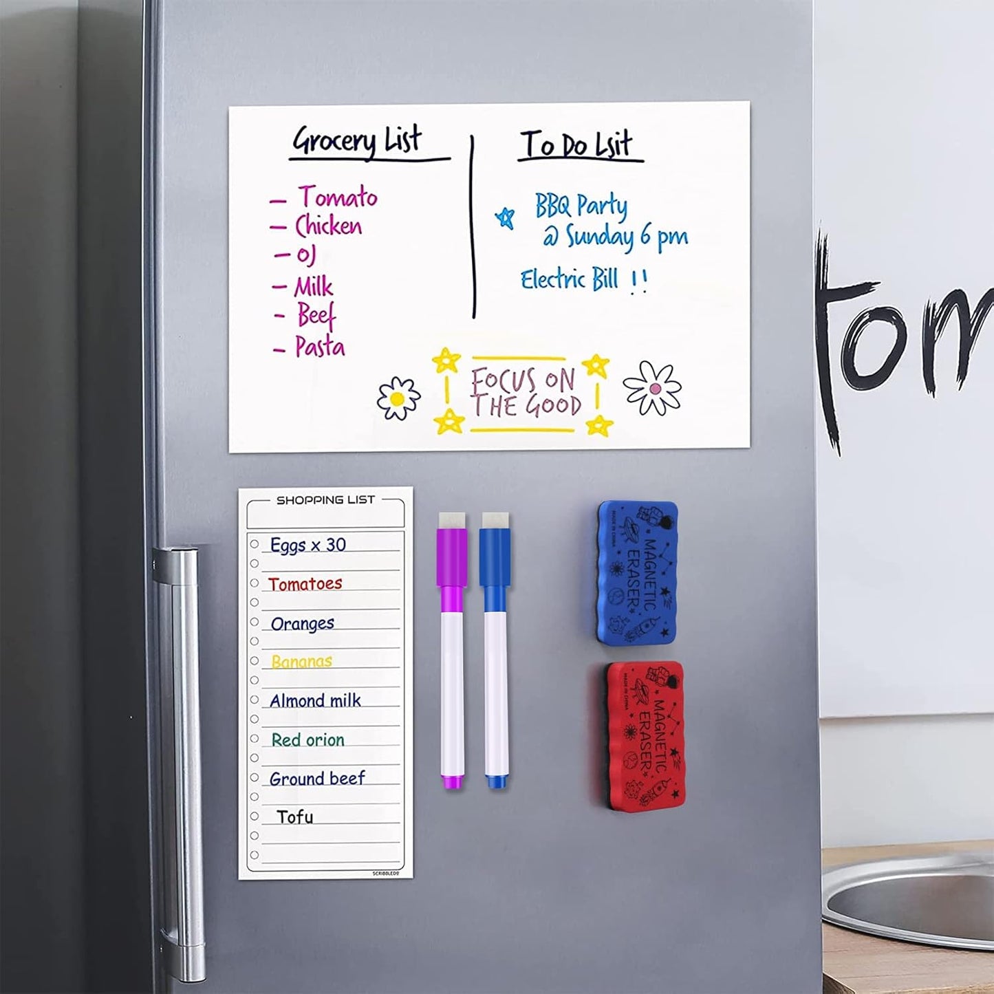 IHPUKIDI Dry Erase Eraser, Magnetic Whiteboard Eraser 4 Pack White Board Erasers, Dry Eraser for Whiteboard, Chalkboard, and Glass, Perfect for Classroom, Home, Office，4 Colors