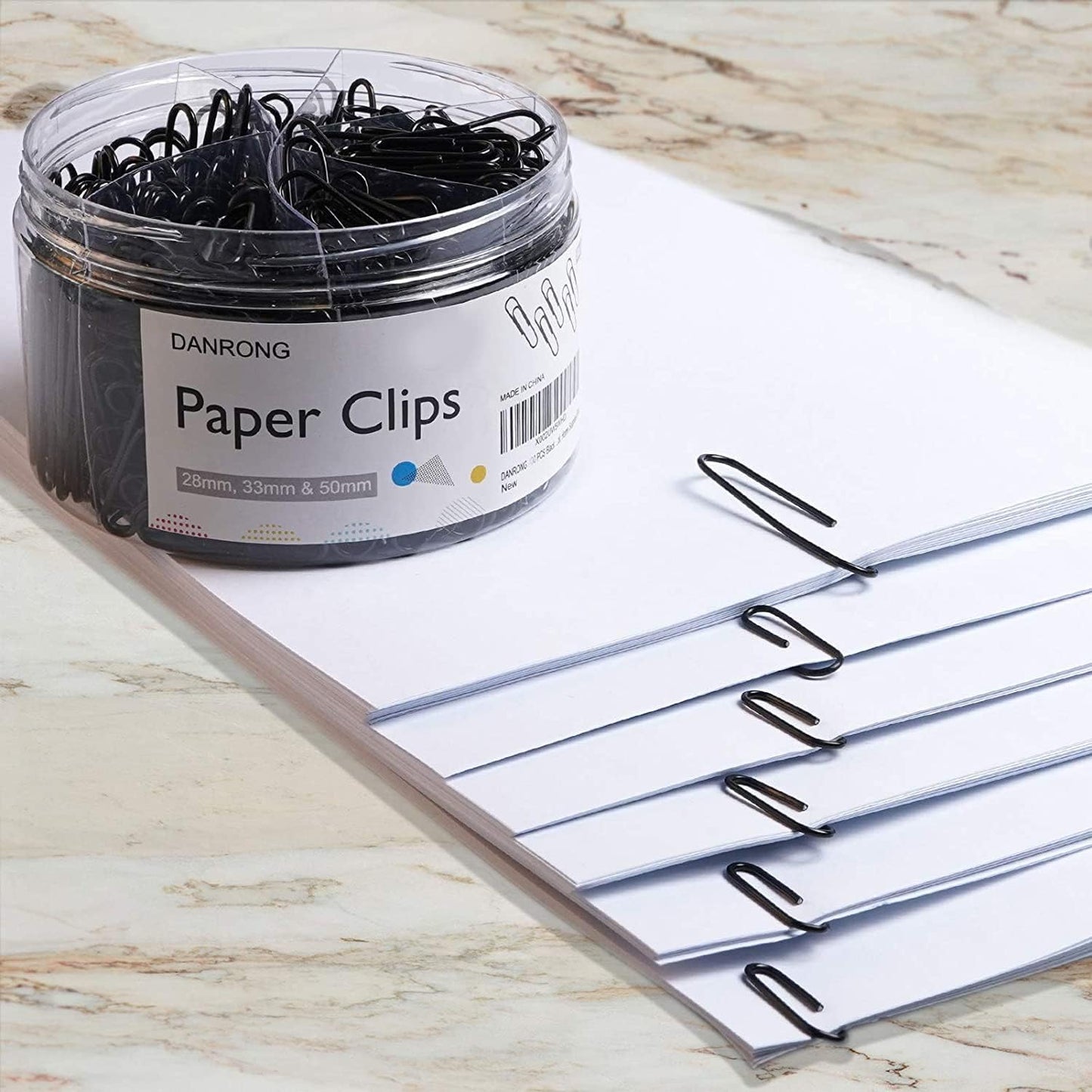 520 PCS Black Paper Clips Assorted Sizes, Small Medium and Large (1.1", 1.3" & 2"), Paperclips for Office, School, Home Supplies-Black