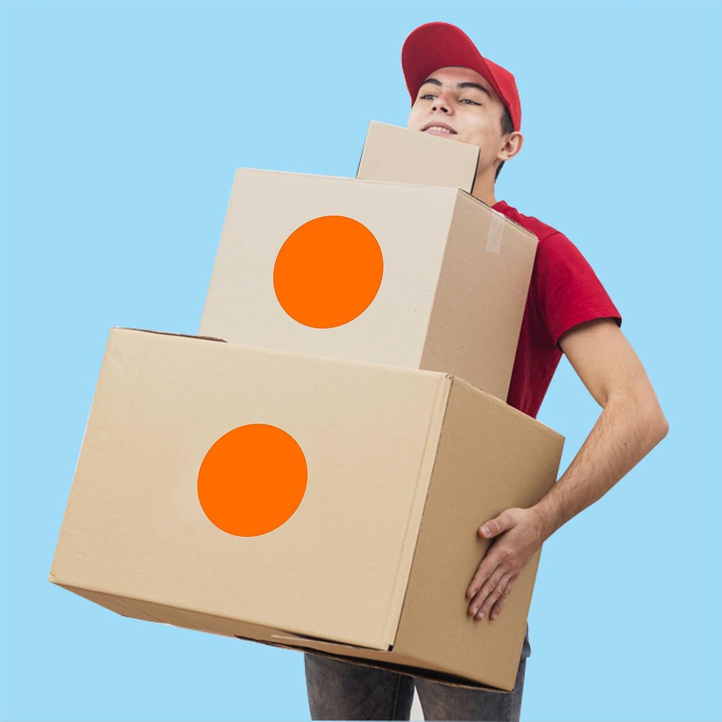 PARLAIM 2" Orange Round Color-Code Circle Dot Labels on a Roll, 500 Stickers, 2 inch Diameter for Inventory Garage Sale Office School