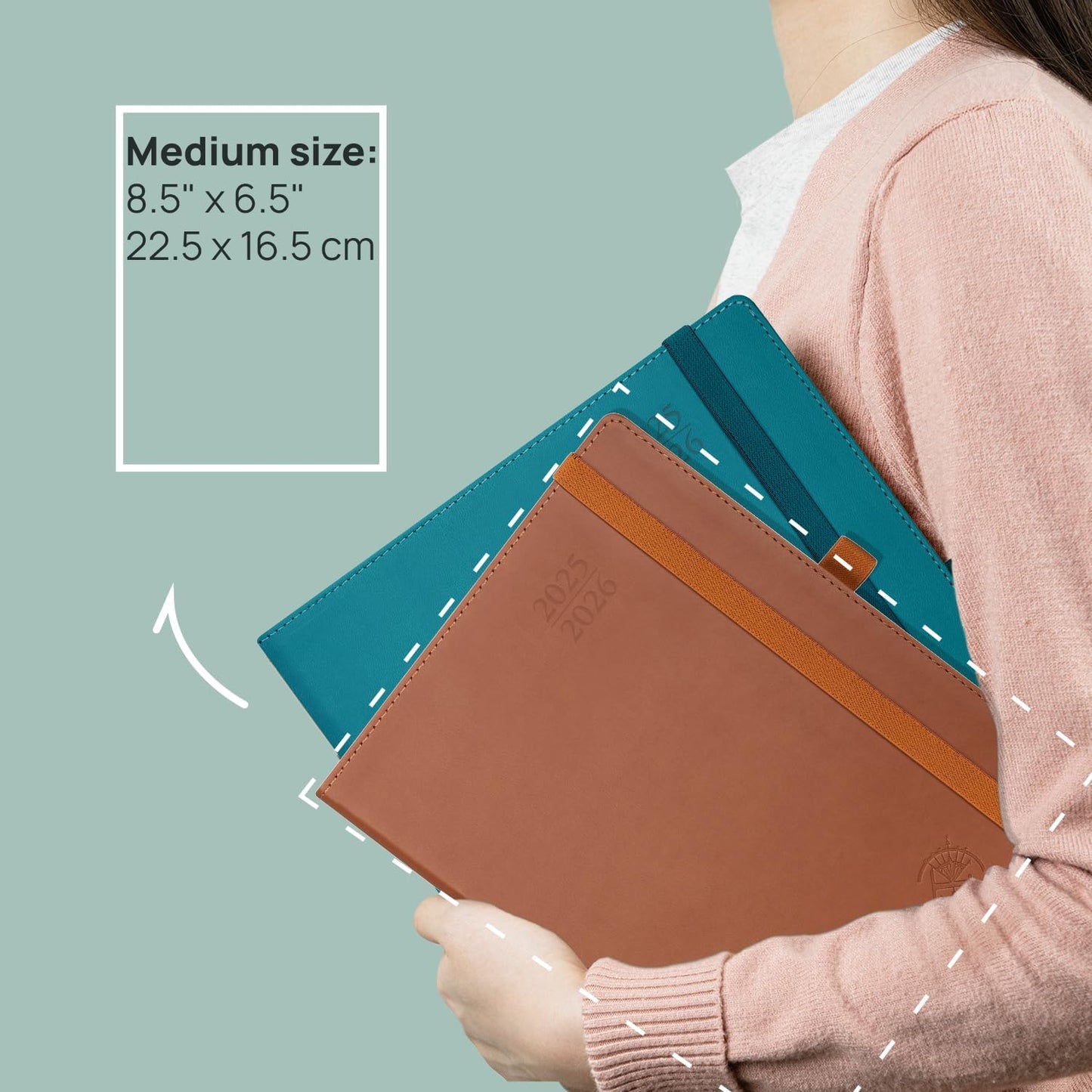 POPRUN Planner 2025-2026 (Medium - 6.5'' x 8.5'') Academic Weekly Calendar (July 2025 - June 2026) with Hourly Time Slots, Monthly Tabs, 100GSM Thick Papers, Leather Soft Cover - Burgundy Red
