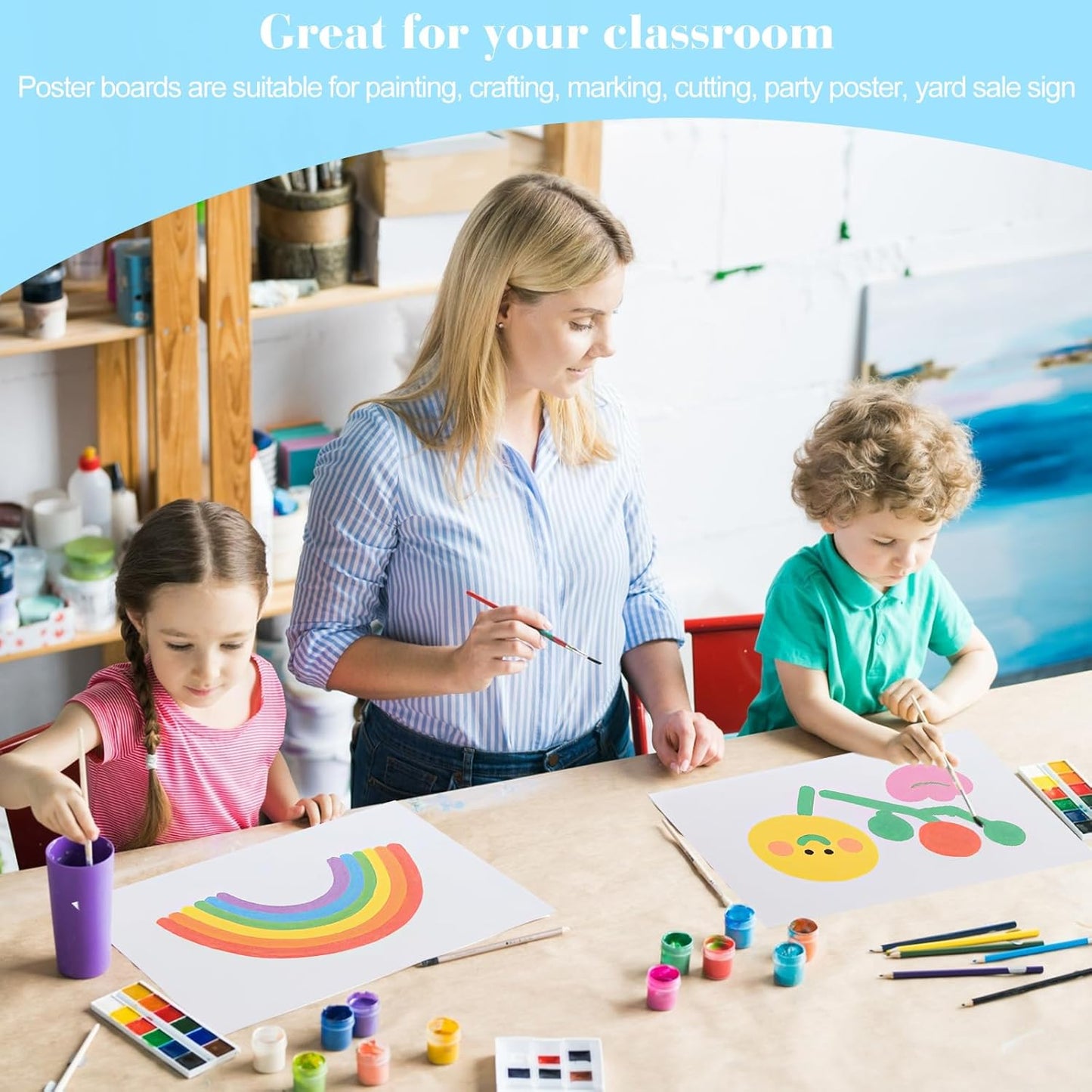 35 Pcs White Poster Board Paper 11.7 x 16.5, ROOKEA White Vision Boards Bulk Smart Posterboard Blank Graphic Display Card Paper for Drawing Artwork School Arts Crafts Classroom Projects Scrapbooking