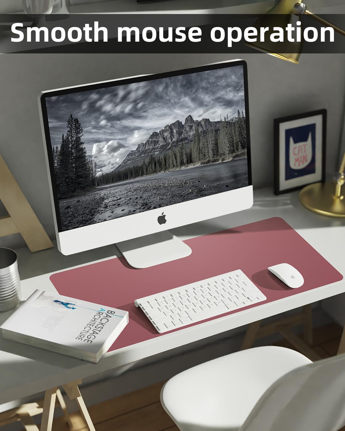 Small Desk Mat,Leather Desk Pad Protector,Desk Mouse pad,Office Desk mat,Laptop Mat for Desk, Non-Slip PU Leather Desk Blotter,Waterproof Desk Writing Pad for Office/Home(31.5"x15.7",Light Purple)