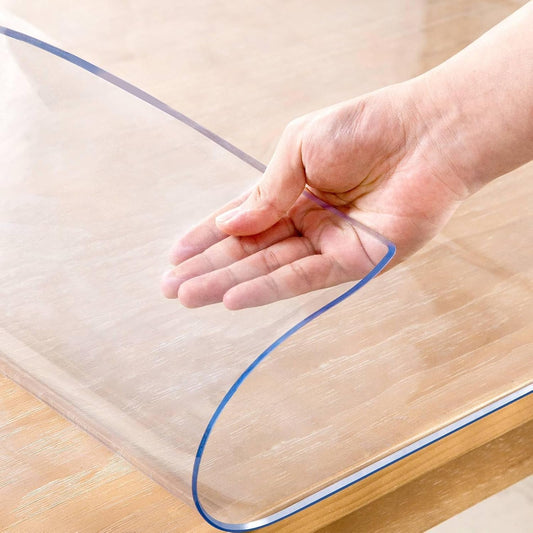 30 x 50 Inch Clear Table Cover Protector, 2mm Thick Clear Table Protector for Dining Room Table, Plastic Table Cover, Waterproof Table Pad for Kitchen, Office