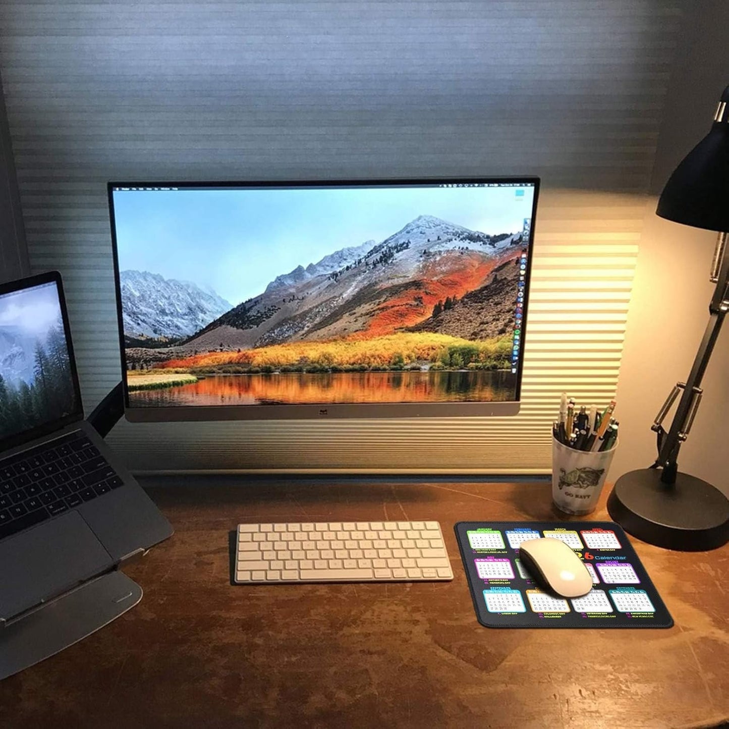 Calendar Mouse Pad 9.5 X 7.8 in, Mouse Pads with Stitched Edges and Non-Slip Rubber Base, Home Office Desk Decor Accessories for Computer Laptop Work Gaming (White 2026 with Holidays)