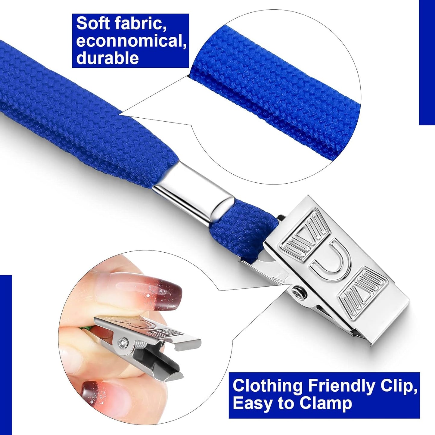 Marspark 50 Sets Clear Name Tags with Lanyard, Lanyards for ID Badges Reusable Strap with ID Holder Plastic Name Badges for Adults Business School Church Conference (Blue)