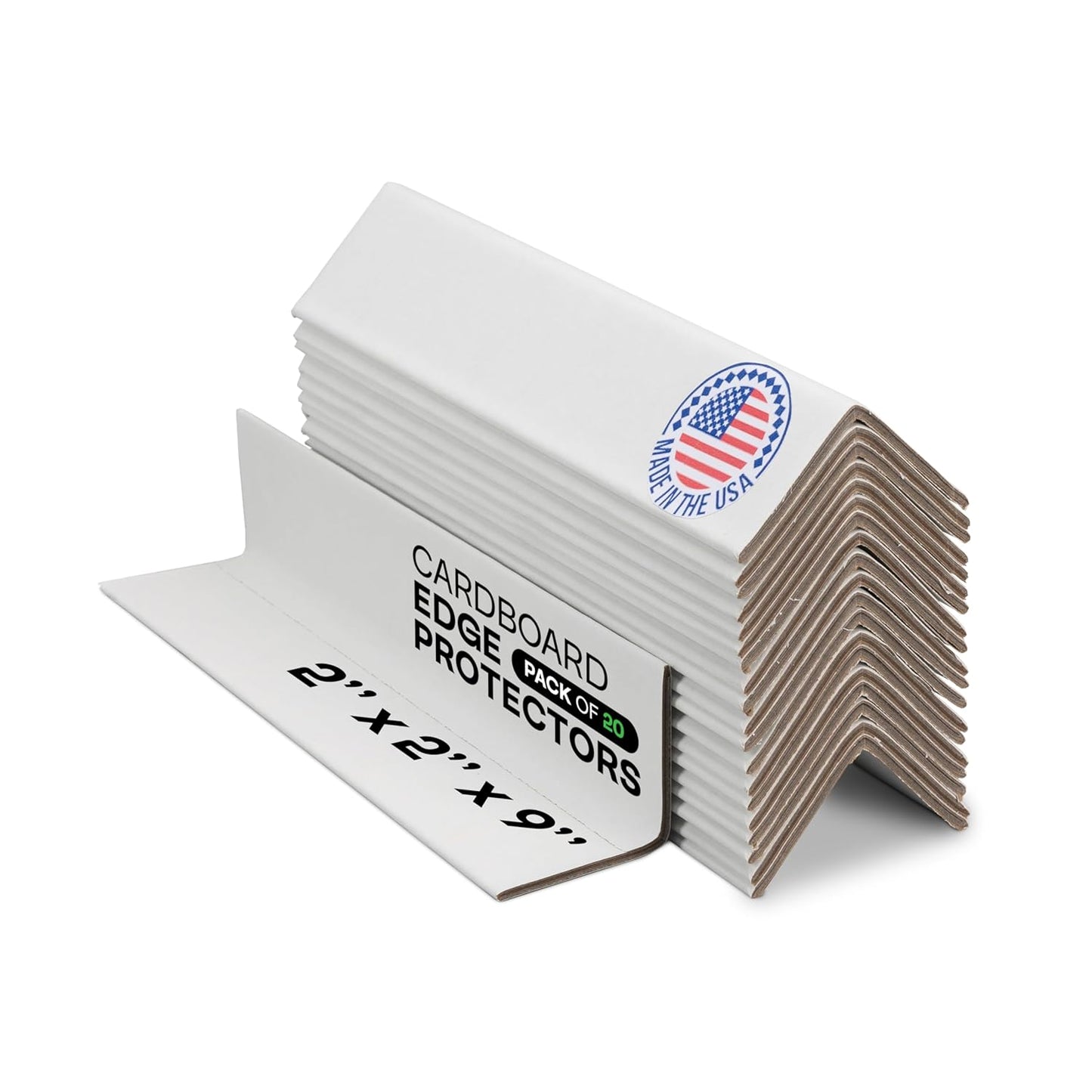 IDL Packaging 2” x 2” x 9” Cardboard Edge Protector (Pack of 20) - Corner Protectors for Shipping, Storage, & Moving – Reinforced Corner Guard Protection for Pallets, Wall Corners, & Furniture