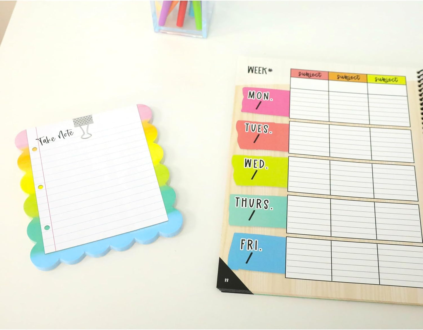 Carson Dellosa Creatively Inspired Notepad 3-Pack, Rainbow Note Pads for Goals, To Do List, Checklist, Notes, and Classroom Organization Stationary, Desk Accessories and Office Supplies