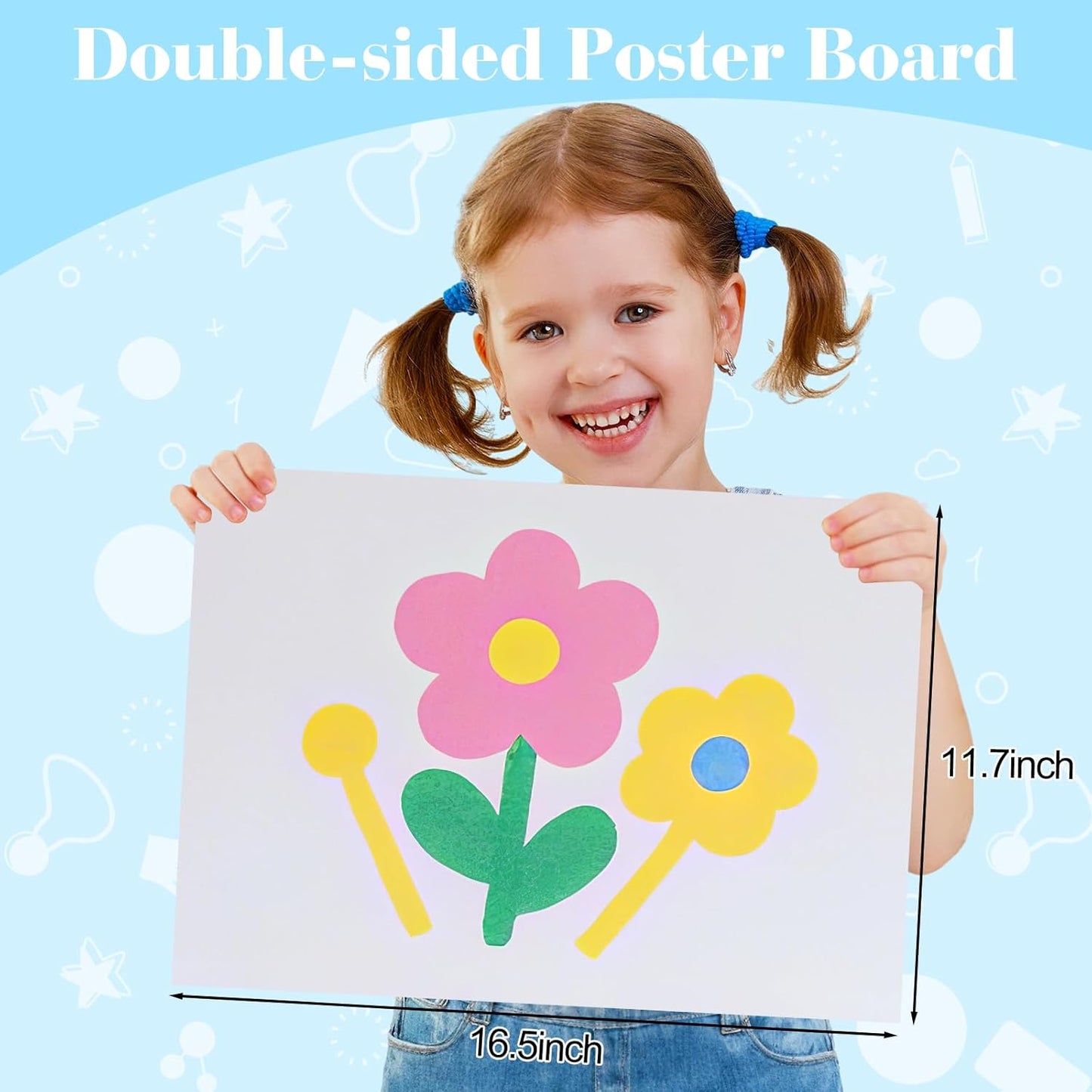 35 Pcs White Poster Board Paper 11.7 x 16.5, ROOKEA White Vision Boards Bulk Smart Posterboard Blank Graphic Display Card Paper for Drawing Artwork School Arts Crafts Classroom Projects Scrapbooking