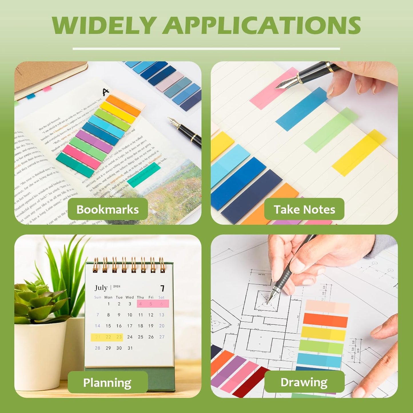 3600Pcs Multi-Colored Writeable and Repositionable Book Flags Strip - Annotating Tabs, Book Markers, Sticky Tabs, Morandi Page Markers