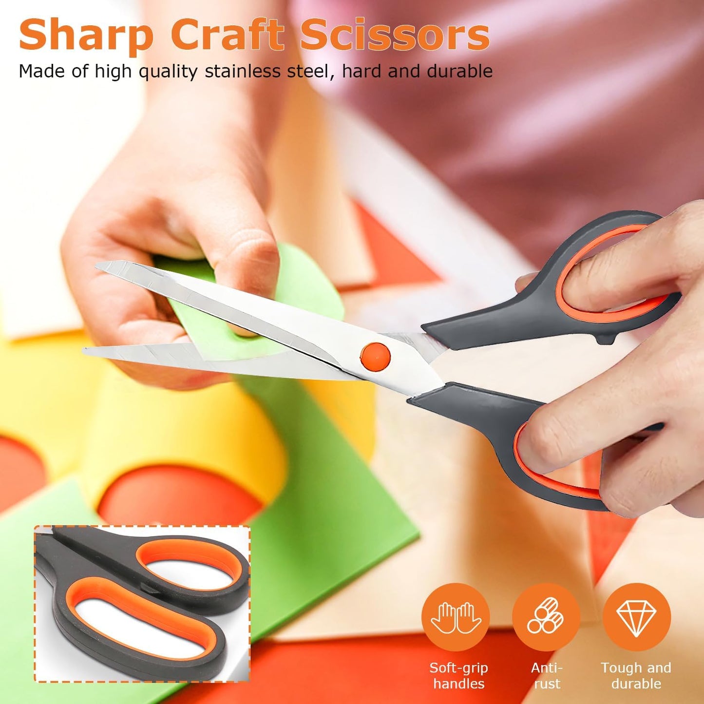 Professional Paper Cutting Scissors 4 Pack, Office Craft Scissors Set with Ultra Sharp Blades for Adults, Art Projects, Gift Wrapping