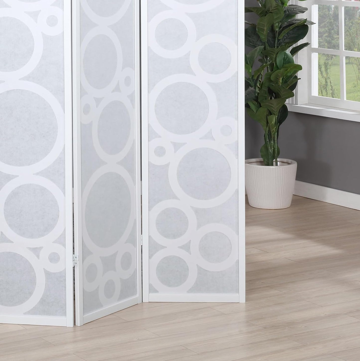 NicBex Room Divider 4 Panel Room Dividers with Circle Pattern Partition Room Dividers and Folding Privacy Screens Wall Divider for Home, Office, Room Separation,70" W x 1" D x 70" H, White