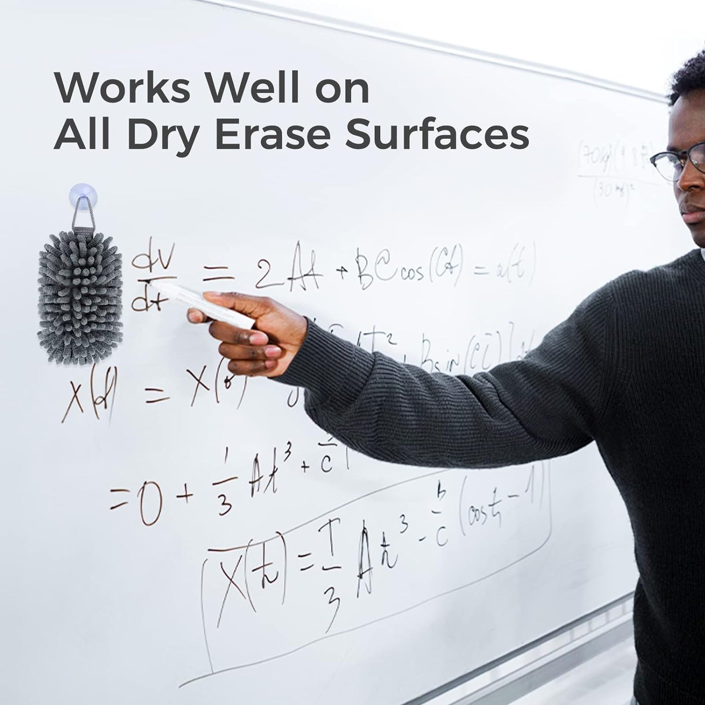 loukin Shag Dry Erase Eraser (3.4 fl oz Whiteboard Cleaner Included), Microfiber White Board Eraser, Washable Glass Board Erasers, for Classroom, Home and Office Use(2 Pack)