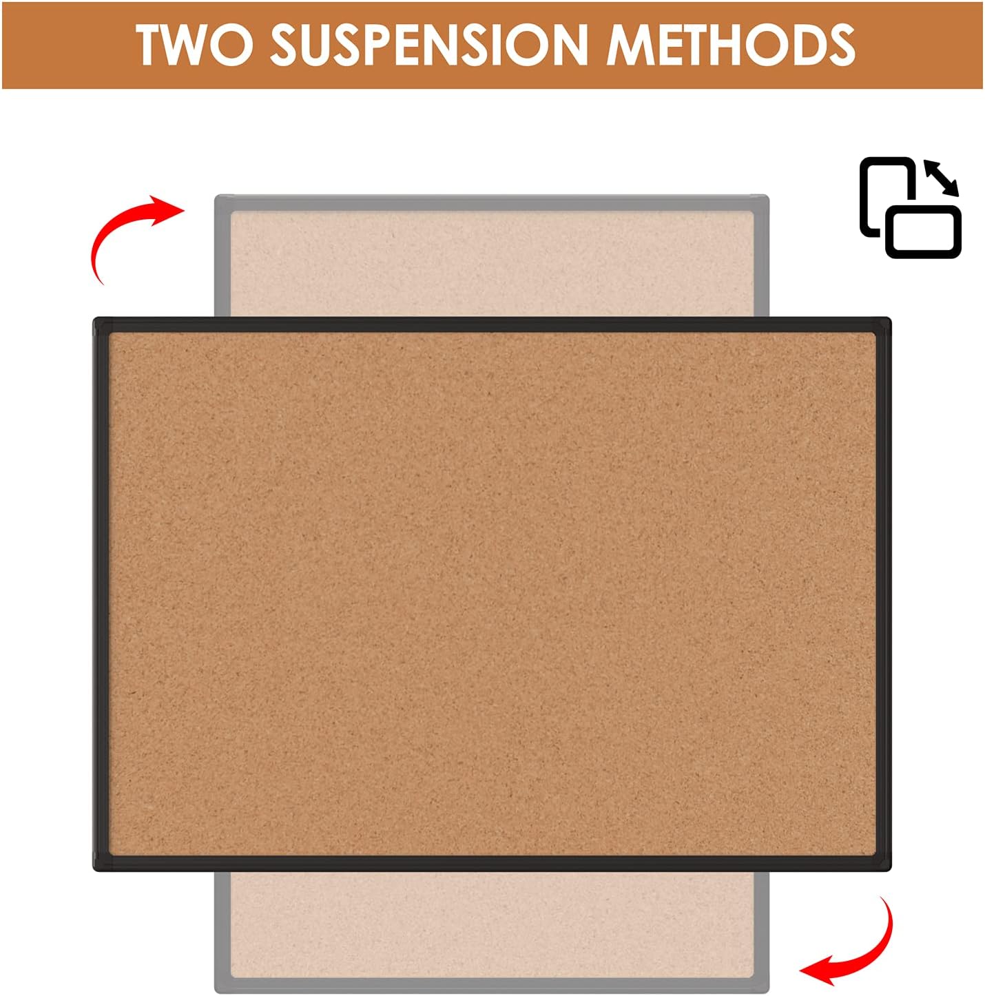 Board2by Cork Board Bulletin Board 48" x 36", Black Aluminium Framed 4x3 Corkboard, Office Board for Wall Cork, Large Wall Mounted Notice Pin Board with 18 Push Pins for School, Home & Office