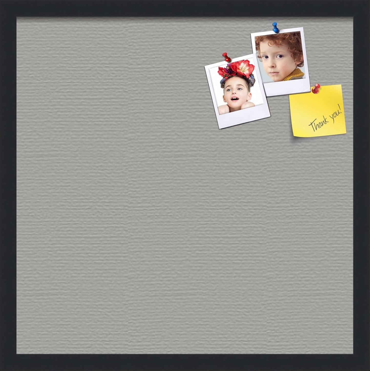PinPix 20x20 Inch Cork Bulletin Board. This Decorative Framed Pin Board Comes with Dark Stone Design and a Satin Black Frame. Ideal for Home Office Decor or Message Board (PinPix-1808)