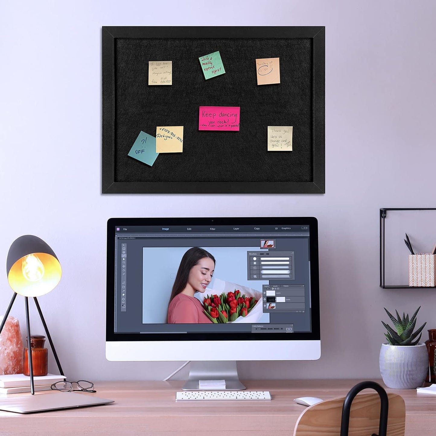 TORASO Cork Board Bulletin Board, Cork Boards for Walls with Pins, Eye Bolts, gaskets, Screws, Pin Board for Office, School and Home (All Black, 11“x14.5” - 4p)