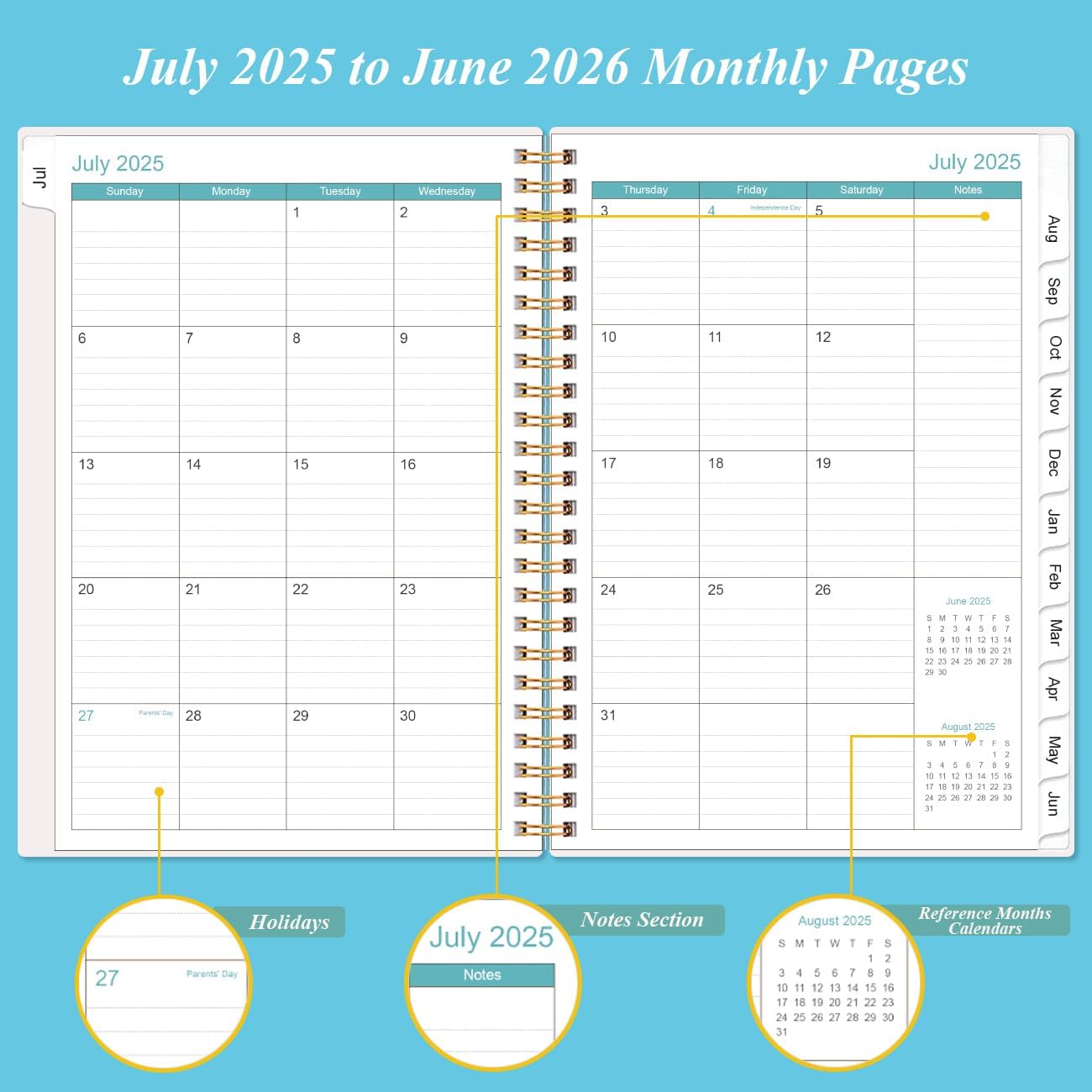 2025-2026 Appointment Book & Planner - Hourly Planner from July 2025 - June 2026, Weekly Appointment Book 2025-2026 with 30-Minute Interval, 6.4" x 8.5", Blue Watercolor