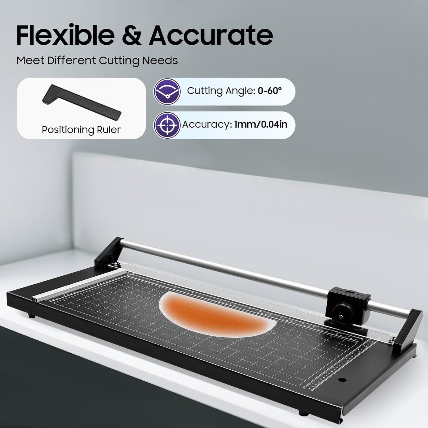Rotary Trimmer Paper Cutter, 24Inch Manual Paper Trimmer for Crafting, Heavy Duty Rotary Papers Cutter Slider, Self-Sharpening Professional Cutting for Offices, Schools and Crafts