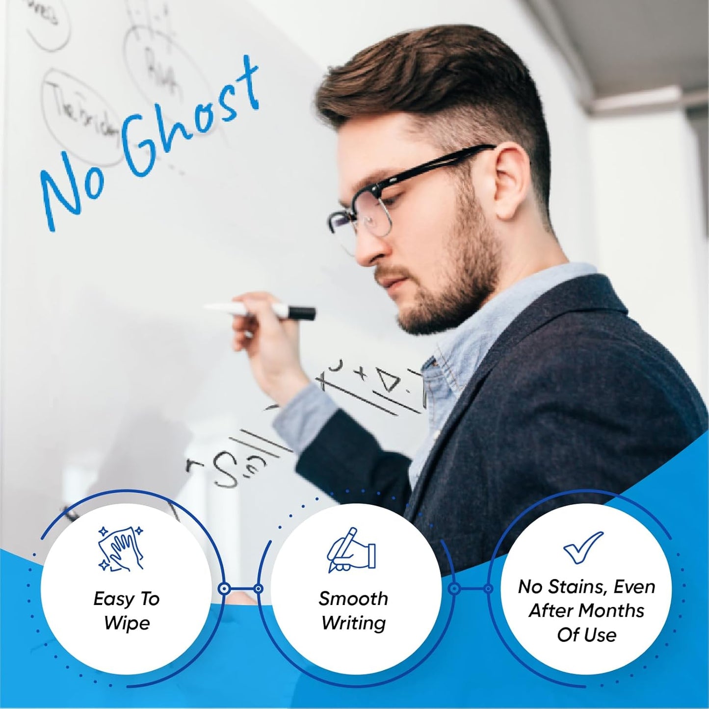 Whiteboard Sticker for Wall, 132" x 36" (11x3 FT) Peel and Stick Dry Erase White Board Roll, Stain-Proof Self-Adhesive Whiteboard Paper for Home, Office, Classroom