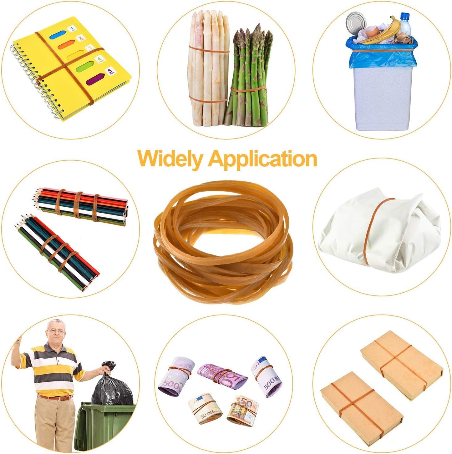 3-1/2" x 1/2'' - Size #84 - Rubber Band Depot - Wide Bands - Everyday Rubber Bands, Business Bands - Approximately 160 Per Bag - 1 Pound Bag