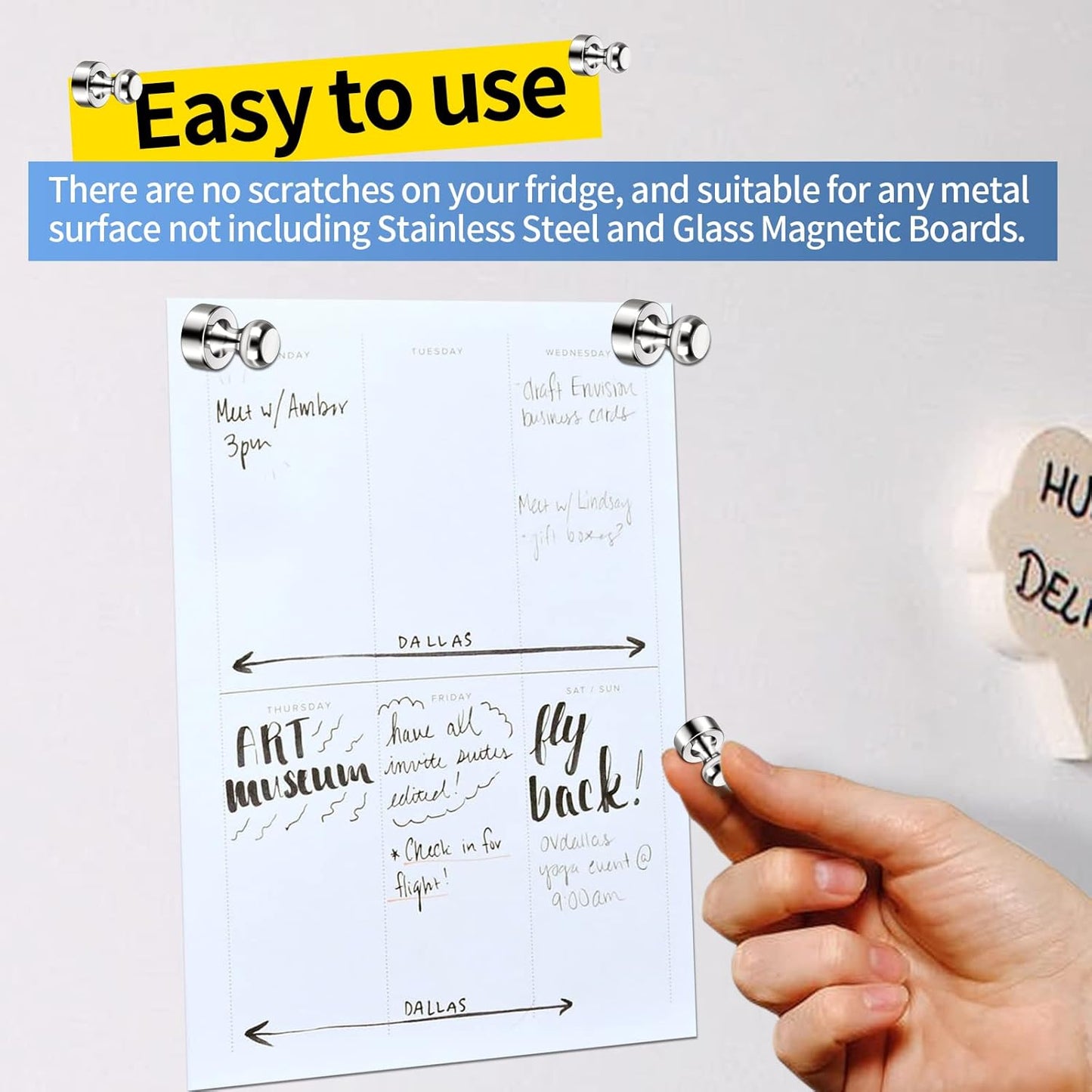 24Pack Strong Fridge Magnets - Small Push Pin Magnets for Whiteboard, Classroom, Office, Refrigerator