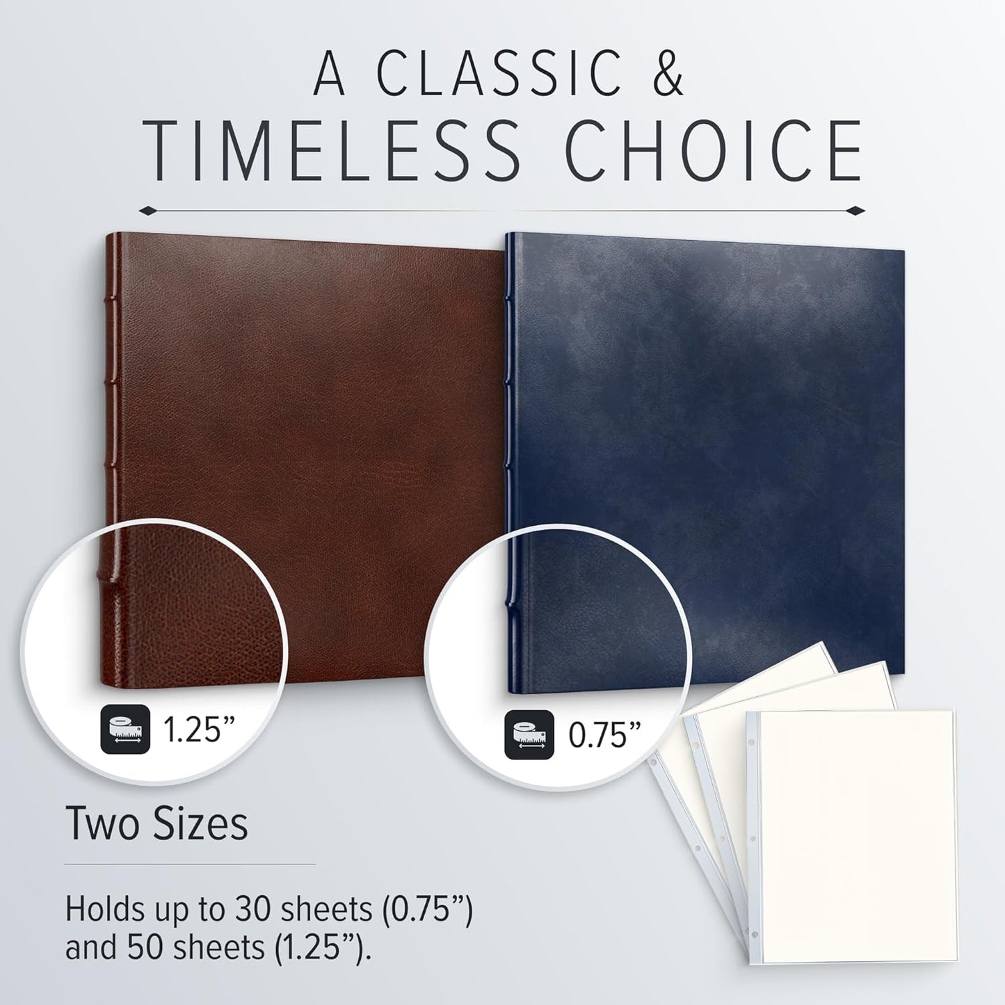 Gallery Leather 3 Ring Binder with Plastic Sleeves, Includes 10 Sheets, Sheet Size: 8.5" x 11" - Presentation Binder Rings with Hubbed Spine, Thick: 1.25" Belfast Burgundy