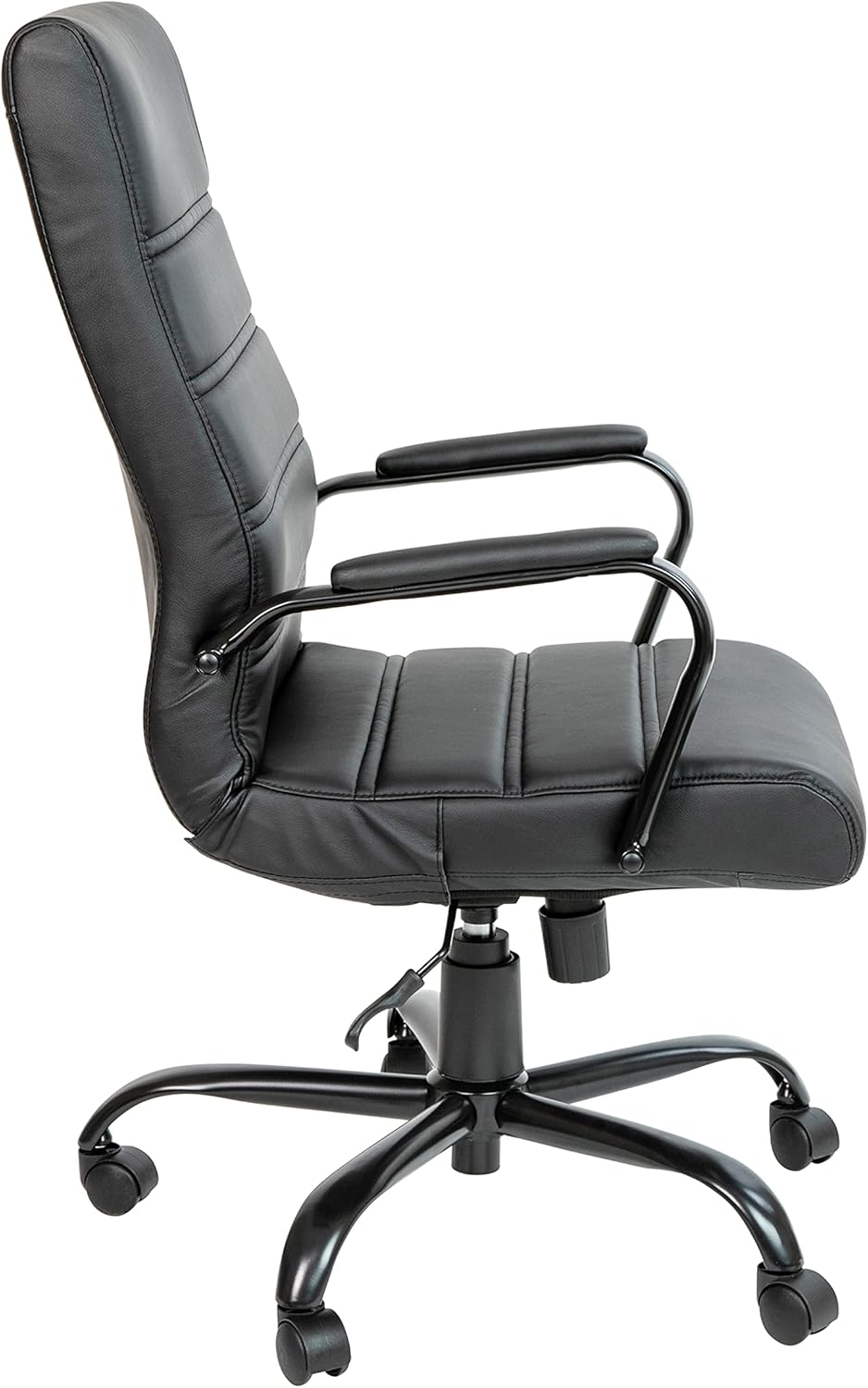 Flash Furniture Whitney High-Back Swivel LeatherSoft Desk Chair with Padded Seat and Armrests, Adjustable Height Padded Office Chair, Black