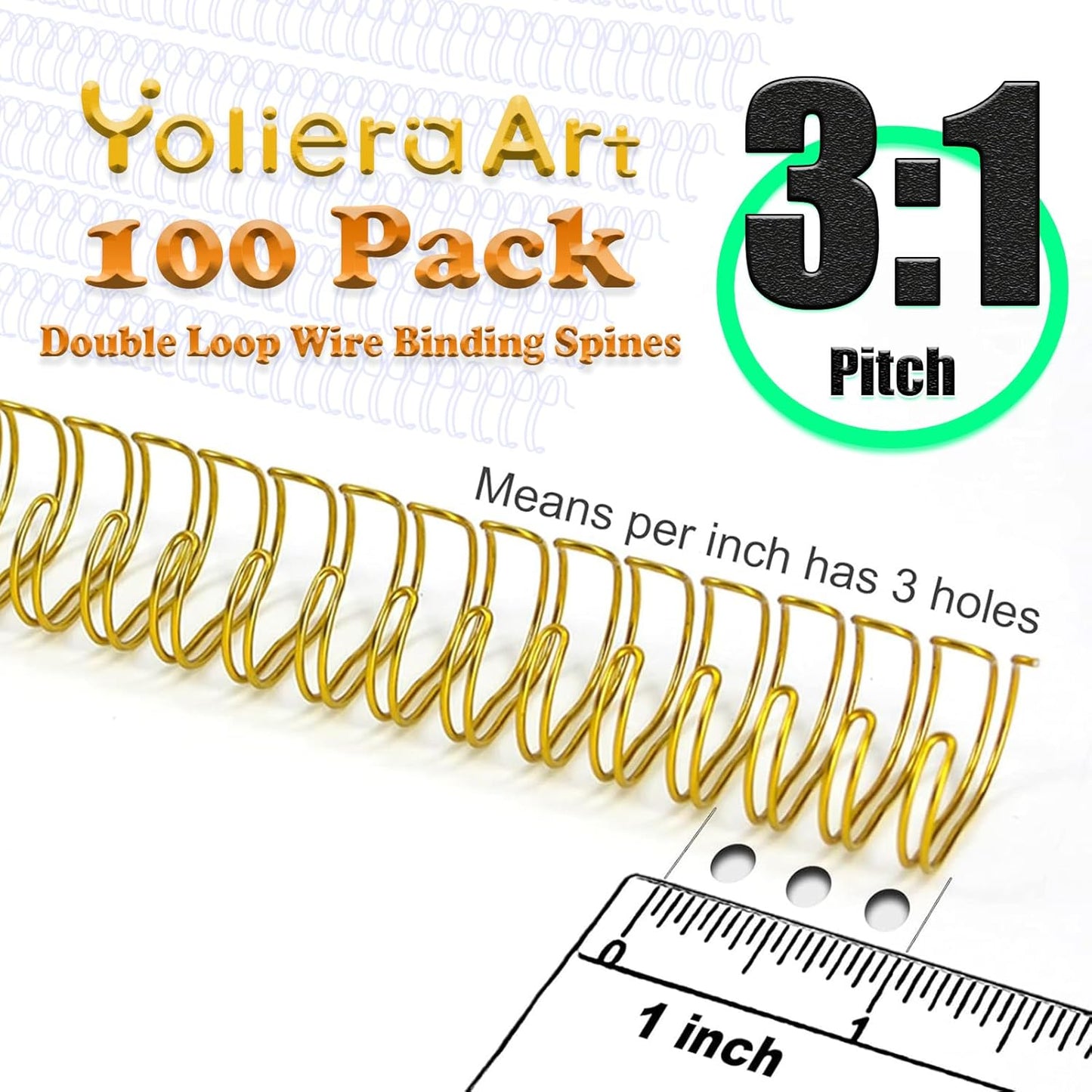 100 Pack Double Loop Wire Binding Spines, YolieraArt Wire Binding Spines, 5/8 Inch Binding Wire for Letter Size (140 Sheet Capacity, 100P, 3:1 Pitch, Blue)