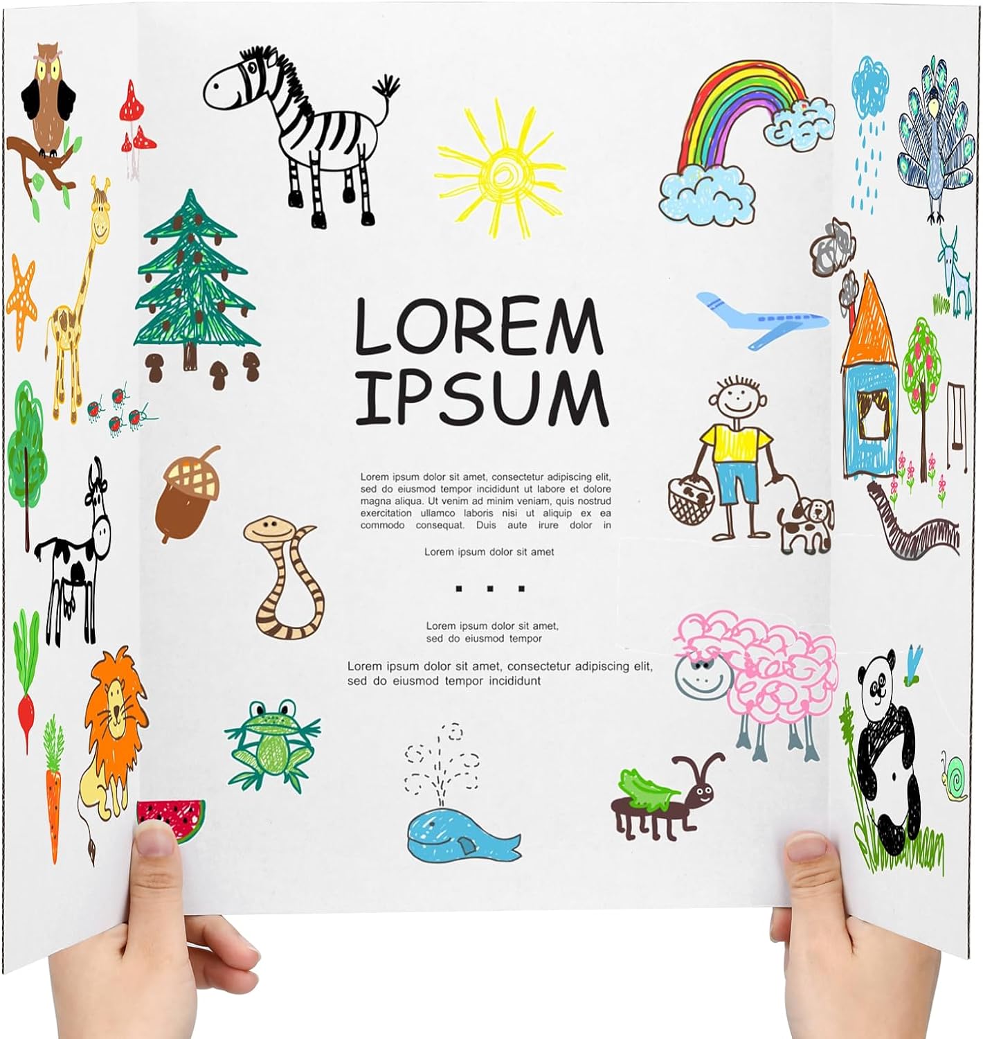 8 Pcs Trifold Poster Board, 21.5x14 inches Small White Poster Board Comes with Sticky Accessories, Corrugated Presentation Boards, Display Board for School Projects, Business Presentations