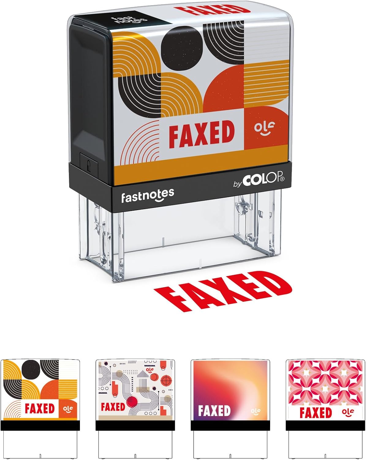 Fastnotes FAXED Self-Inking Rubber Stamp by COLOP - Great for Office Documents, Notary, Warehouse, Accounting Paperwork, Business, and Legal Documentation - Red Ink (FAXED- Red)