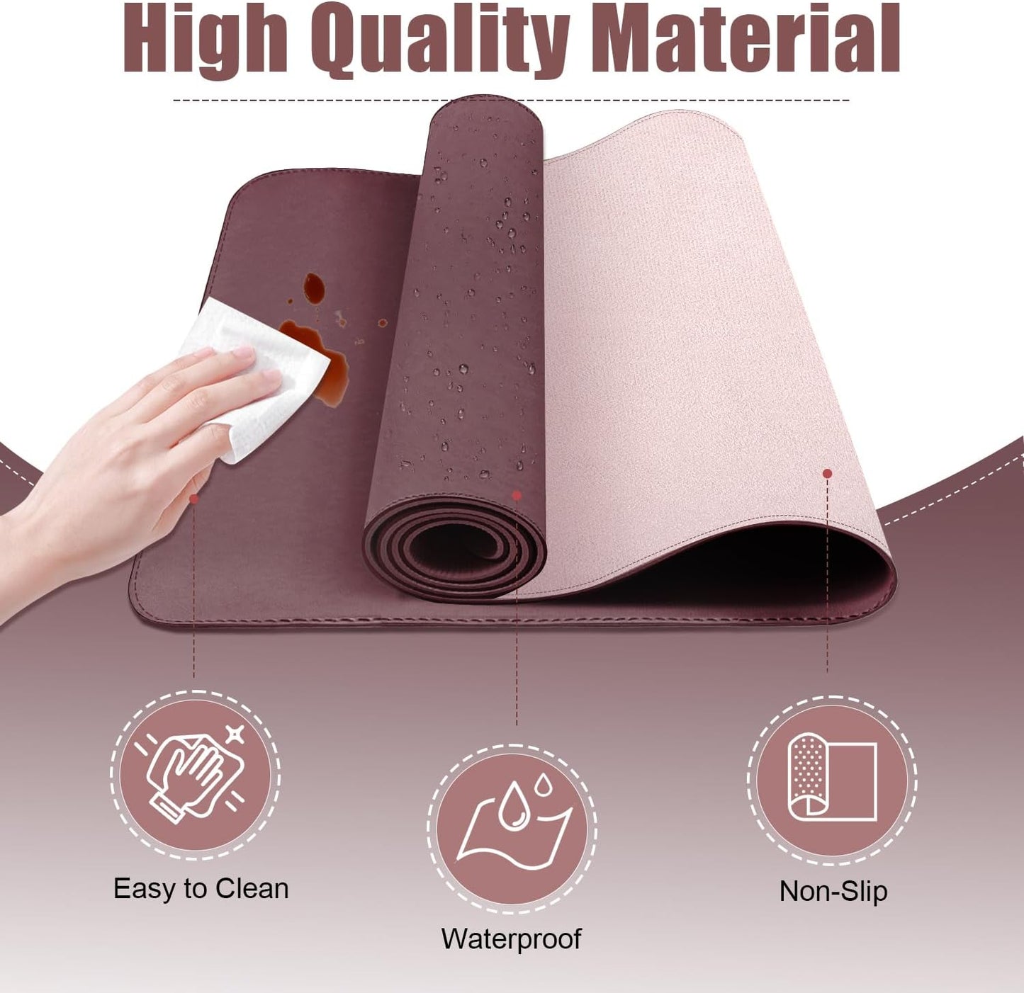 Leather Desk Pad Protector, Desk Mat, Large Mouse Pad, Non-Slip Desk Blotter, Office Laptop Desk Pad, PU Leather Desk Writing Pad for Office and Home (Dark Purple, 31.5" x 15.7")