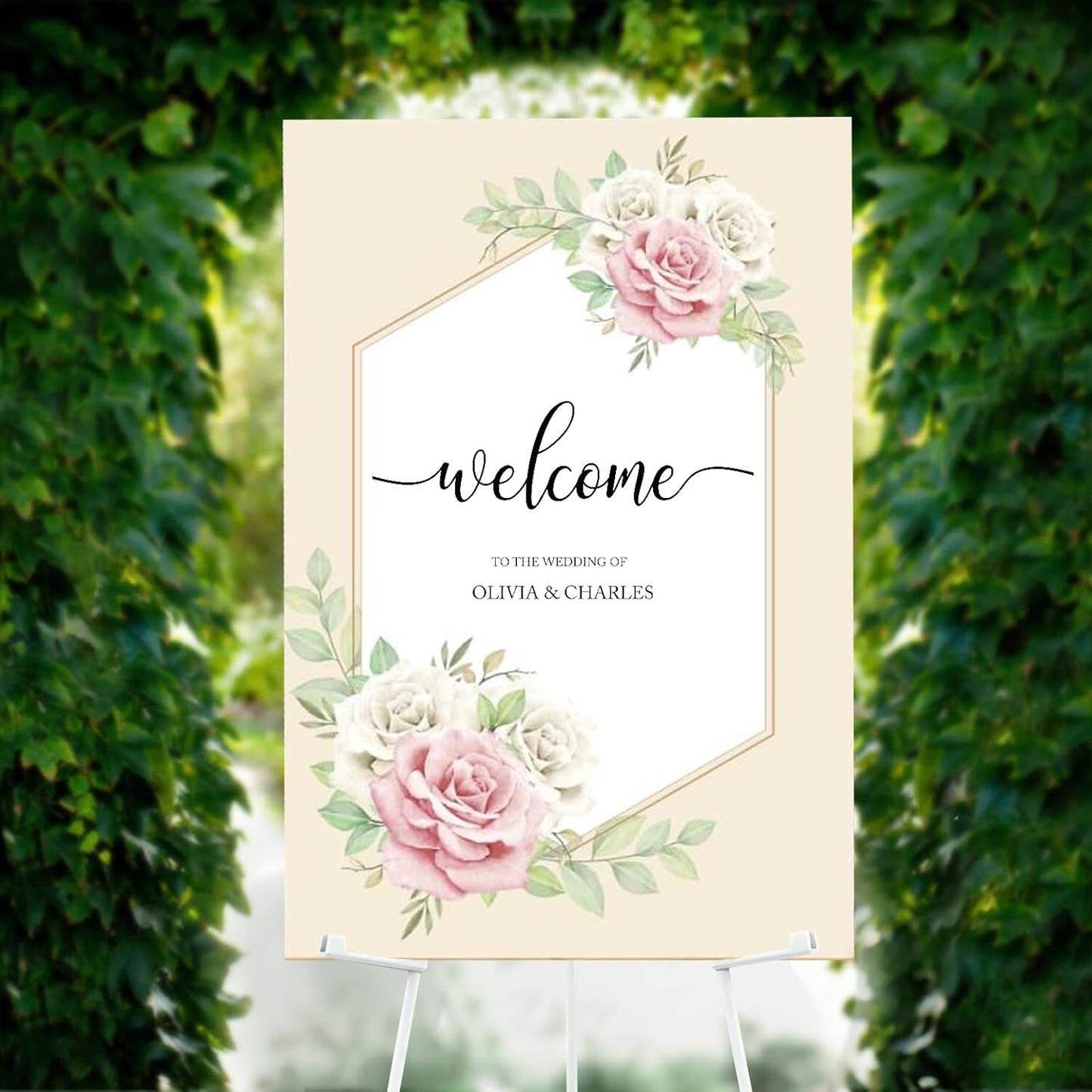 2PCS White Easel Stand for Wedding Sign Stand, 66 Inch Lightweight Adjustable Art Poster Stands for Display, Wedding Welcome Sign, White Metal Display Easel with Portable Bag
