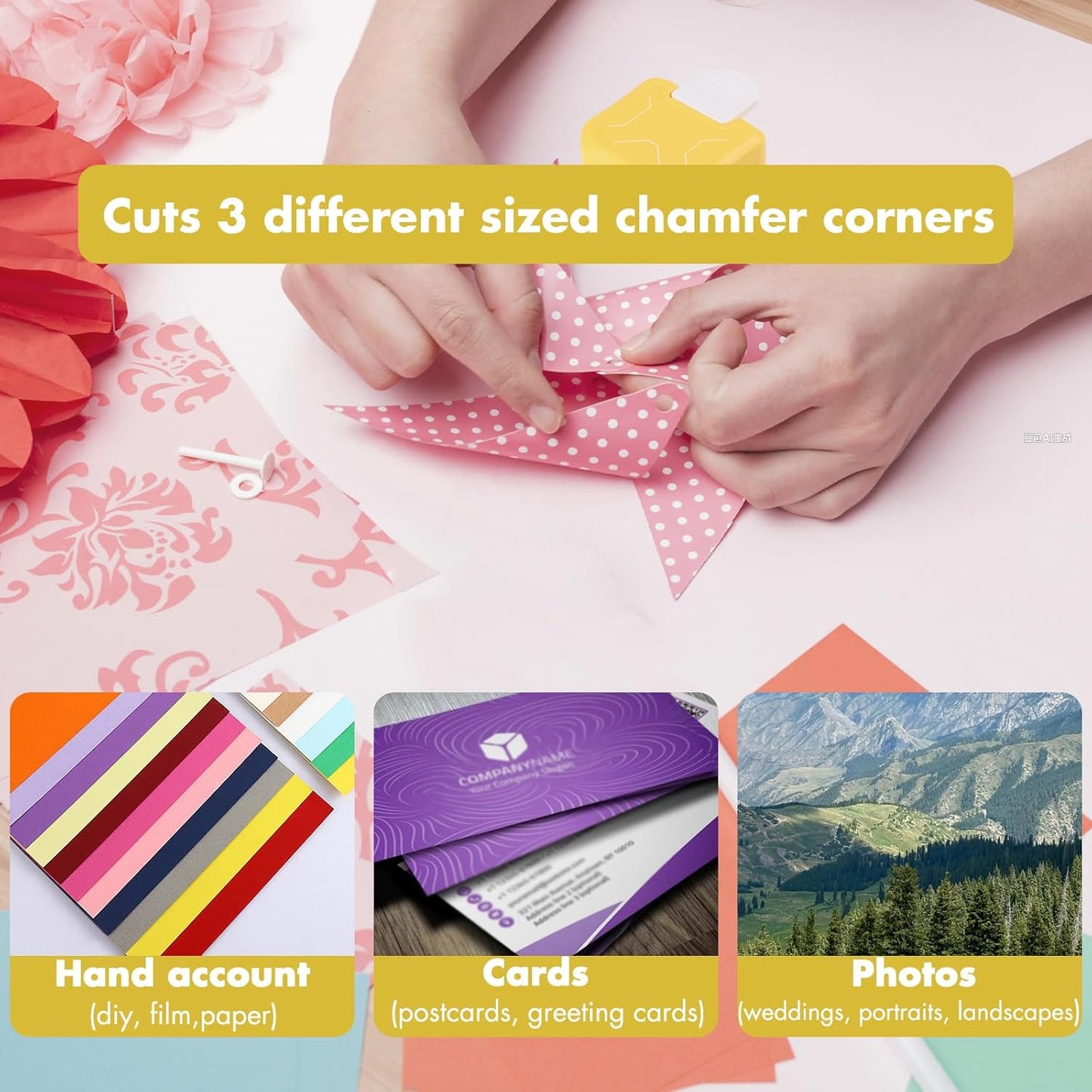 3 in 1 Diagonal Corner Punch, 3 Way Corner Paper Punch for Paper Crafts, Journals, Greeting Cards, Postcards, DIY Projects, Invitations Cards, Gift Tags, and Scrapbooking