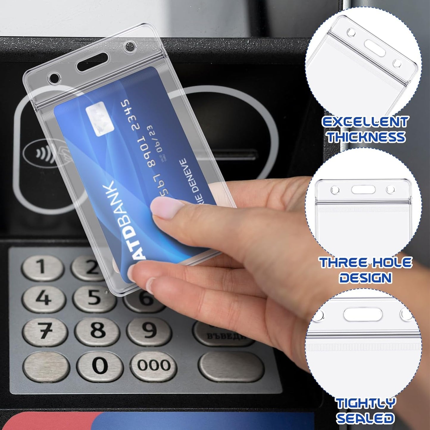 BESARME 60 Pack Vertical ID Card Badge Holder Clear Plastic Sealable Waterproof Zip Name Tag for Work Office Nurse School