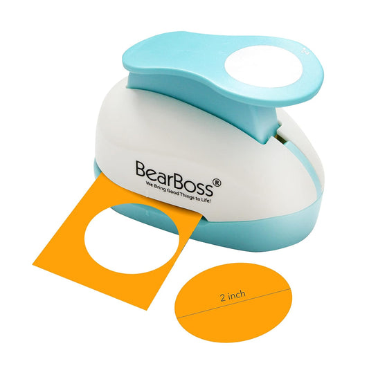 BearBoss 2 Inch Circle Punch, Hole Punch Shapes, Paper Punch Set for Scrapbooking Festival Paper Greeting Card DIY Albums Photos (Classic White)