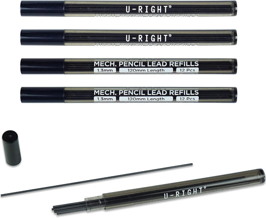 60 Pcs 1.3 mm Lead Refills for Mechanical Pencil, Break Resistant Weatherproof, 120 mm Length, 12 Pcs/tube, 5 Tubes